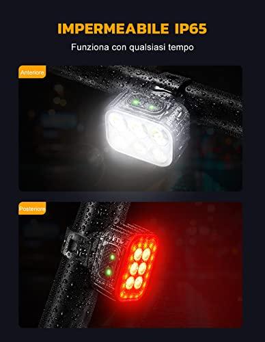 B0BBPZNXR1 gal 3 69cf97b0261ad CIRYCASE Luci Bici Kit, Ricaricabile USB & Impermeabili IP65 Luci Bicicletta LED con Fascio Luminoso Spot & Flood, 8+12 modal