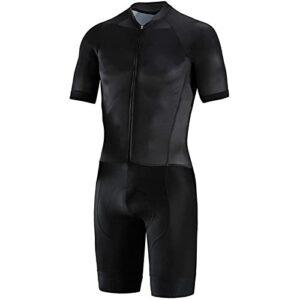 Triathlon Trisuit Uomo Elite Manica Corta Trisuit Maglia da Ciclismo da Uomo Body Intero (Colore Nero, Taglia XXXX-Large) - immagine 3