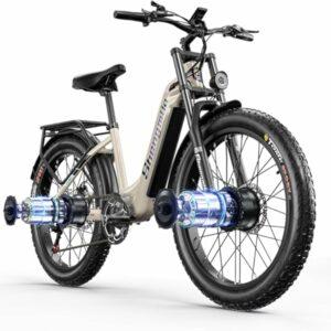 Shengmilo Bicicletta elettrica Bike, mountain bike a piena sospensione da 26 pollici, E-Bike, batteria 48V 17.5Ah, cambio a 7