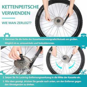 Homord Kit Attrezzi Bici, Chiave a Frusta con Bici Chiave Pacco Pignoni, Kit Catena Bici Frusta per Catena Freewheel Removal - immagine 3