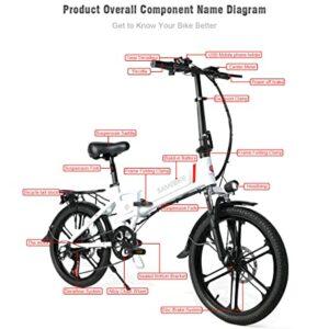 SAMEBIKE Bicicletta Elettrica per Adulti 20'',Pieghevole Bici Elettrica con Pedalata Assistita,City E-bike Unisex Adulto B... - immagine 5