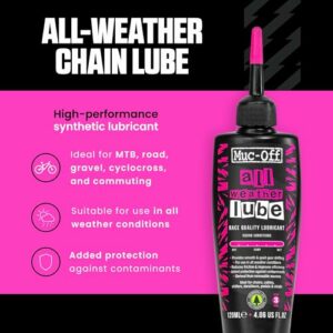 Muc-Off All-Weather Chain Lube, 120 ml - Lubrificante Catena Bici Biodegradabile, Olio Catena Bici di Tutti i Tipi - Formulat - immagine 3