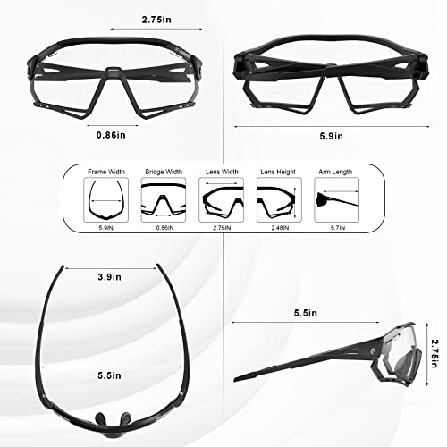 B0C2VJ55FV gal 3 69cfba66ece7a X-TIGER Occhiali Ciclismo Fotocromatici TR90 Occhiali Da Sole Sportivi UV400 PC Lenti Trasparenti Uomo Donna Bici MTB…