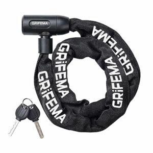GRIFEMA GA1201-12 Lucchetto antifurto per bicicletta con chiave, lucchetto a catena per biciclette, moto, scooter, 120 cm, ne - immagine 3