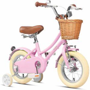 Glerc Bicicletta da bambina con cestino per bambini da 3 a 10 anni, 12 14 16 20 pollici con campanello per cestino e stabiliz