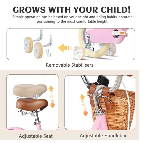Glerc Bicicletta da bambina con cestino per bambini da 3 a 10 anni, 12 14 16 20 pollici con campanello per cestino e stabiliz 3 B0C693LZN2 gal 2 69cfa26fab9d7 Glerc Bicicletta da bambina con cestino per bambini da 3 a 10 anni, 12 14 16 20 pollici con campanello per cestino e stabiliz