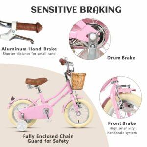 Glerc Bicicletta da bambina con cestino per bambini da 3 a 10 anni, 12 14 16 20 pollici con campanello per cestino e stabiliz 9 Glerc Bicicletta da bambina con cestino per bambini da 3 a 10 anni, 12 14 16 20 pollici con campanello per cestino e stabiliz - immagine 5