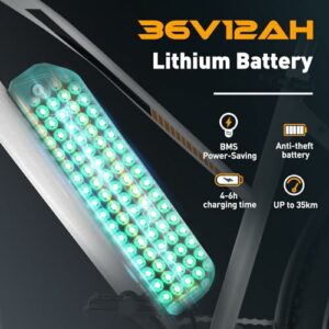 HITWAY 28" Bicicletta Elettrica, City E-bike Unisex Adulto, Bici Elettrica con Batteria Rimovibile 36V 12Ah, Motore 250W, ... - immagine 4