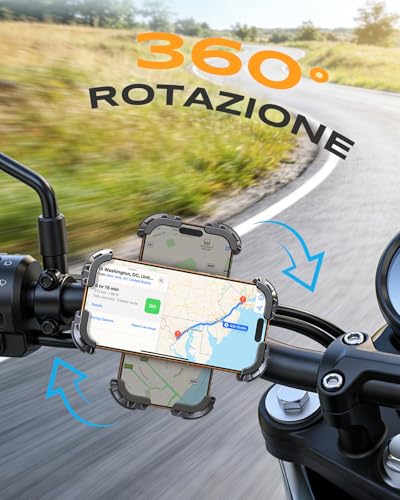 B0CDKL7NXD gal 3 69cf9f39d9c38 Babacom Porta Cellulare Moto, [Ultra Stabile & 1S Blocco Rapido] Porta Cellulare Bici per Universale Manubrio, 360° Rotabile
