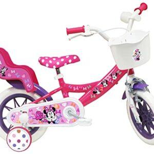 Bicicletta da Bambino 12' Minnie Disney Dotata di 1 Freno, Cestino Anteriore, Porta Bambola Posteriore, parafanghi + Casco In - immagine 3