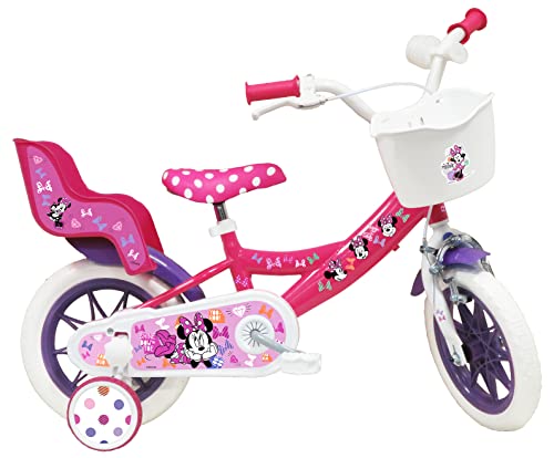 B0CKTGGF48 gal 1 69cfa3cb560be Bicicletta da Bambino 12' Minnie Disney Dotata di 1 Freno, Cestino Anteriore, Porta Bambola Posteriore, parafanghi + Casco In