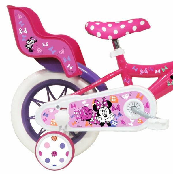 B0CKTGGF48 gal 3 69cfa3d27f98d Bicicletta da Bambino 12' Minnie Disney Dotata di 1 Freno, Cestino Anteriore, Porta Bambola Posteriore, parafanghi + Casco In