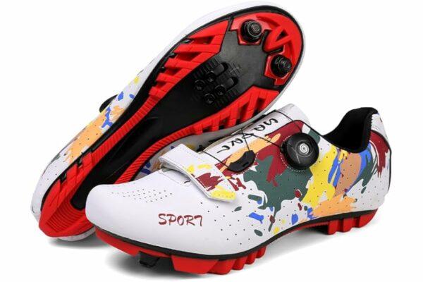 B0CKXQ6ZC7 69cf8e23af180 Hixingo Scarpe MTB Uomo Donna, Graffiti Colorati Stampa Scarpe Mountain Bike Compatibili con Pedali SPD, Unisex Scarpe Ciclis