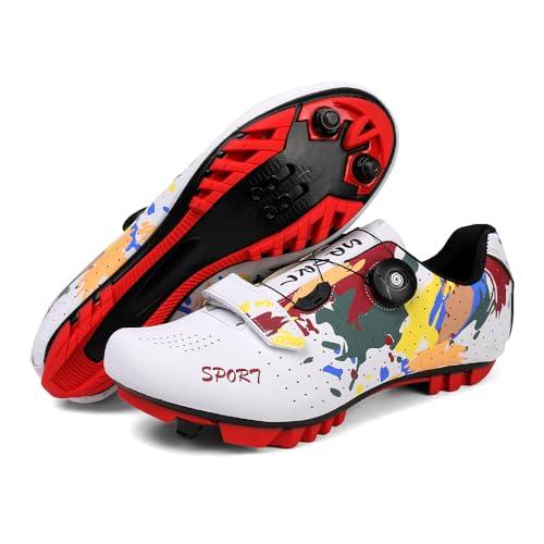 B0CKXQ6ZC7 gal 0 69cf8e24ccd3e Hixingo Scarpe MTB Uomo Donna, Graffiti Colorati Stampa Scarpe Mountain Bike Compatibili con Pedali SPD, Unisex Scarpe Ciclis
