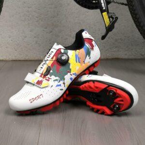 Hixingo Scarpe MTB Uomo Donna, Graffiti Colorati Stampa Scarpe Mountain Bike Compatibili con Pedali SPD, Unisex Scarpe Ciclis - immagine 3