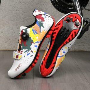 Hixingo Scarpe MTB Uomo Donna, Graffiti Colorati Stampa Scarpe Mountain Bike Compatibili con Pedali SPD, Unisex Scarpe Ciclis - immagine 4