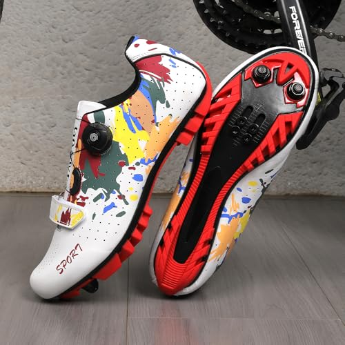 B0CKXQ6ZC7 gal 2 69cf8e264c3c3 Hixingo Scarpe MTB Uomo Donna, Graffiti Colorati Stampa Scarpe Mountain Bike Compatibili con Pedali SPD, Unisex Scarpe Ciclis