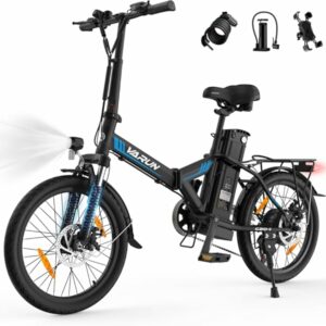 VARUN Bici Elettrica Pieghevole, 20'' Bicicletta Elettrica Unisex, Batteria Rimovibile 48V 374.4Wh, Autonomia 70Km, 7 Velocit - immagine 1