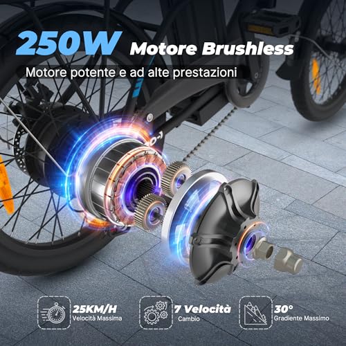 B0CNCWW5QX gal 1 69cfc9f74e6be VARUN Bici Elettrica Pieghevole, 20'' Bicicletta Elettrica Unisex, Batteria Rimovibile 48V 374.4Wh, Autonomia 70Km, 7 Velocit