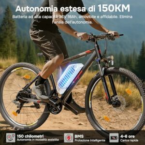 Eleglide Bicicletta elettrica, MTB Mopride 2 con Freno Idraulico a Disco, Mountain bike, Batteria Rimovibile da 15Ah, tras... - immagine 3