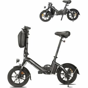 Bodywel T16Pro Bici Elettrica Pieghevole 14" Leggera Adulti/Ragazzi, Batteria 36V 10Ah + Motore 250W, 3 Velocità, Display LED