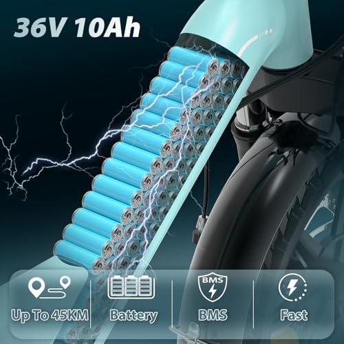 B0CRKHNXXX gal 1 69cfc8e7ba99a Bodywel T16Pro Bici Elettrica Pieghevole 14" Leggera Adulti/Ragazzi, Batteria 36V 10Ah + Motore 250W, 3 Velocità, Display LED