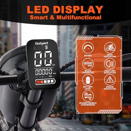 B0CRKHNXXX gal 3 69cfc8ebc0acd Bodywel T16Pro Bici Elettrica Pieghevole 14" Leggera Adulti/Ragazzi, Batteria 36V 10Ah + Motore 250W, 3 Velocità, Display LED