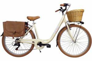Cicli Tessari - bicicletta donna bici da passeggio city bike 26 cambio 6 velocita' telaio basso cesto in vimini vintage con b