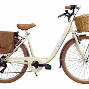 Cicli Tessari - bicicletta donna bici da passeggio city bike 26 cambio 6 velocita' telaio basso cesto in vimini vintage con b