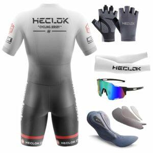 HECLOK Maglia da Ciclismo da Uomo Manica Corta Estivo Set，Body Ciclismo Uomo，Tuta Monopezzo Imbottitura Premium specifica ... - immagine 3