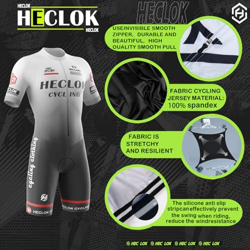 B0CWRTJGGC gal 2 69d0bf49d8438 HECLOK Maglia da Ciclismo da Uomo Manica Corta Estivo Set，Body Ciclismo Uomo，Tuta Monopezzo Imbottitura Premium specifica ...