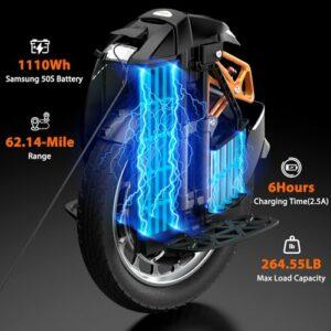 KINGSONG Monociclo Elettrico S18 Pro + nero 1110Wh, Moteur 2200W, Autonomia fino a 80km, Velocità limitata 25km/h, Pneumatico 8 KINGSONG Monociclo Elettrico S18 Pro + nero 1110Wh, Moteur 2200W, Autonomia fino a 80km, Velocità limitata 25km/h, Pneumatico - immagine 4