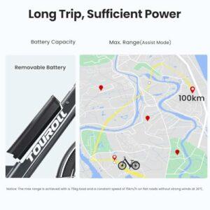Touroll Bicicletta Elettrica, J1/J1 ST,Autonomia di 100km,Batteria Rimovibile 15.6Ah, bicicletta elettrica uom, Motore 45 NM - immagine 3