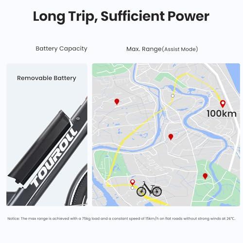 B0CYZVG2SX gal 1 69cf80e5a4223 Touroll Bicicletta Elettrica, J1/J1 ST,Autonomia di 100km,Batteria Rimovibile 15.6Ah, bicicletta elettrica uom, Motore 45 NM