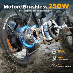 VARUN Bici Elettrica Pieghevole, 20"×4.0" Bicicletta Elettrica da 48V 13Ah Batteria Rimovibile, Autonomia di 60-120 km, Fat B - immagine 3