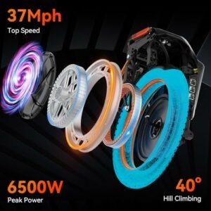 KINGSONG KS-S19 Ciclomotore elettrico, adulto, nero e arancione, motore 3500W, autonomia fino a 150km, 25km/h limitati, pneum - immagine 4