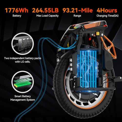 B0D1VJZMN2 gal 3 69d4aefd69f5e KINGSONG KS-S19 Ciclomotore elettrico, adulto, nero e arancione, motore 3500W, autonomia fino a 150km, 25km/h limitati, pneum