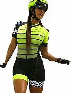 Completo da ciclismo da donna, estivo, giallo, in jersey, taglia XS-3XL