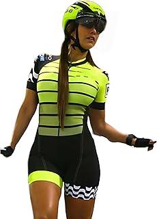 B0D37QCSMH 69d0c03ee65e8 Completo da ciclismo da donna, estivo, giallo, in jersey, taglia XS-3XL