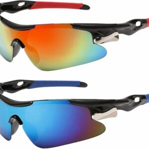 JSTHHTT 2 PCS Occhiali da Sole Sportivi da Ciclismo,Occhiali da bicicletta antivento,occhiali da ciclismo per uomini donne,pr