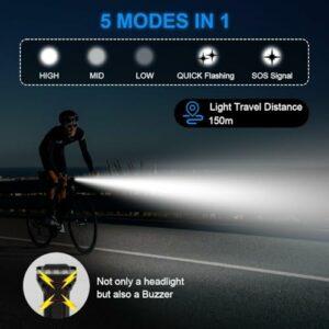 URAQT Luci Bicicletta LED, 9500 Lumen Luci Bici, USB Ricaricabile 12 LED Super Luminosa, IP65 Impermeabile 5+4 modalità, Luce - immagine 3