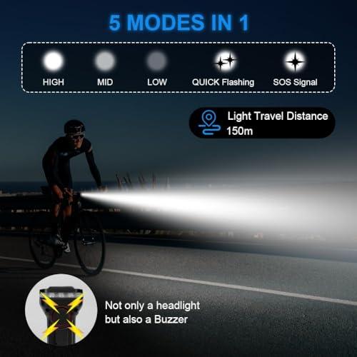 B0D4VCB2MD gal 1 69cfa6362d1cb URAQT Luci Bicicletta LED, 9500 Lumen Luci Bici, USB Ricaricabile 12 LED Super Luminosa, IP65 Impermeabile 5+4 modalità, Luce
