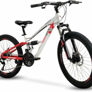 IBK Bicicletta Bici MTB 24'' Pollici Mountain Bike BIAMMORTIZZATA Ragazzo Cambio 21 Velocità Freni a Disco