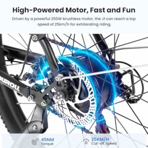 Touroll Bicicletta Elettrica, J1/J1 ST,Autonomia di 100km,Batteria Rimovibile 15.6Ah, bicicletta elettrica uom, Motore 45 NM - immagine 3