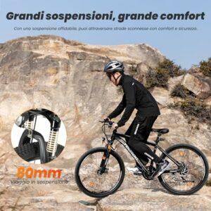 Touroll Bicicletta Elettrica, U1 26"/29", Autonomia di 65km, mountain bike elettrica, Motore 45 NM, Batteria Rimovibile 13Ah - immagine 4