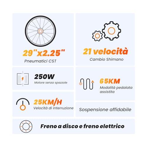 B0D5PVVSVH gal 3 69cfc96629a65 Touroll Bicicletta Elettrica, U1 26"/29", Autonomia di 65km, mountain bike elettrica, Motore 45 NM, Batteria Rimovibile 13Ah