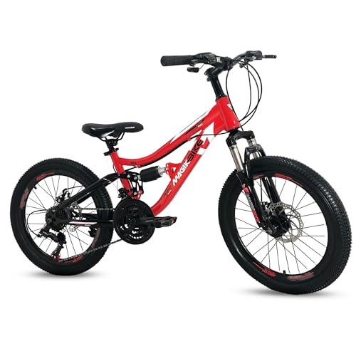 B0D63PJL6J gal 0 69cfbe787232f IBK Bicicletta Bici MTB 20'' Pollici Mountain Bike BIAMMORTIZZATA Ragazzo Cambio 21 Velocità Freni a Disco Rossa