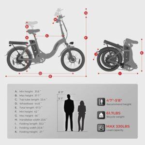 SAMEBIKE 250W 60NM Bici elettrica 20" Fat Tire Bici elettrica pieghevole batteria 36V/13Ah, autonomia massima fino a 60-110km - immagine 3