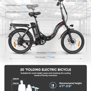 SAMEBIKE 250W 60NM Bici elettrica 20" Fat Tire Bici elettrica pieghevole batteria 36V/13Ah, autonomia massima fino a 60-11... - immagine 3
