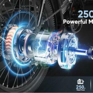 SAMEBIKE 250W 60NM Bici elettrica 20" Fat Tire Bici elettrica pieghevole batteria 36V/13Ah, autonomia massima fino a 60-11... - immagine 5